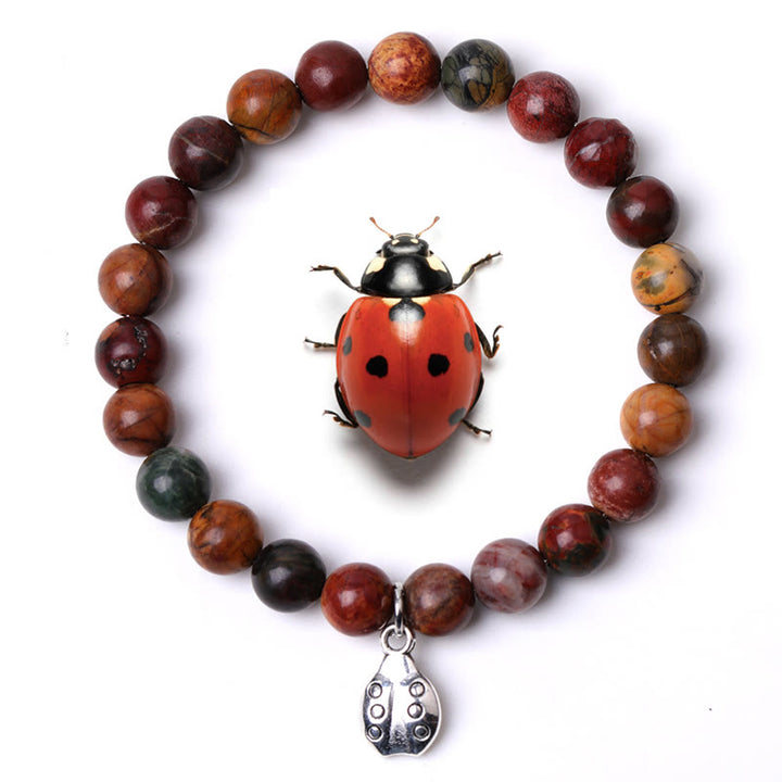 Bracelet Olivenorma Lucky 7 Coccinelle avec breloque en pierres précieuses - Picasso Jasper - image 7