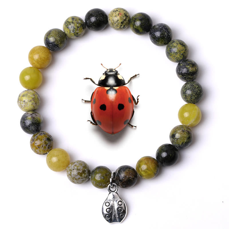 Bracelet Olivenorma Lucky 7 Coccinelle avec breloque en pierres précieuses - Turquoise vert graine - image 3