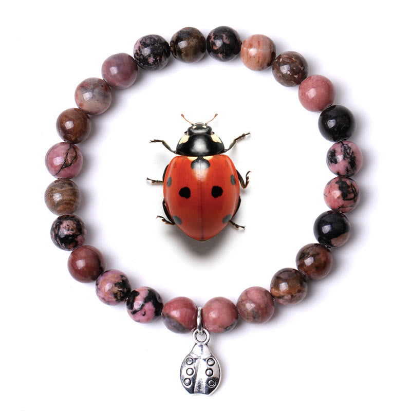 Bracelet Olivenorma Lucky 7 Coccinelle avec breloque en pierres précieuses - Rhodonite - image 25