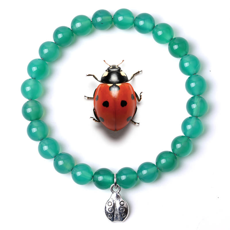 Bracelet Olivenorma Lucky 7 Coccinelle avec breloque en pierres précieuses - Agate verte - image 15