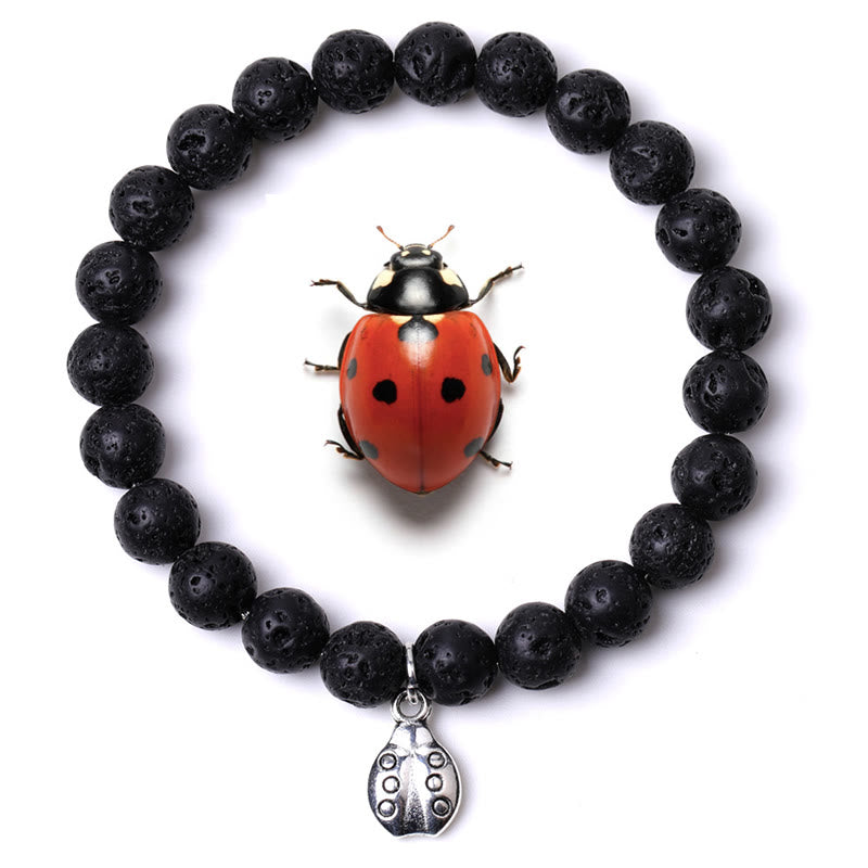 Bracelet Olivenorma Lucky 7 Coccinelle avec breloque en pierres précieuses - Pierre de lave - image 41