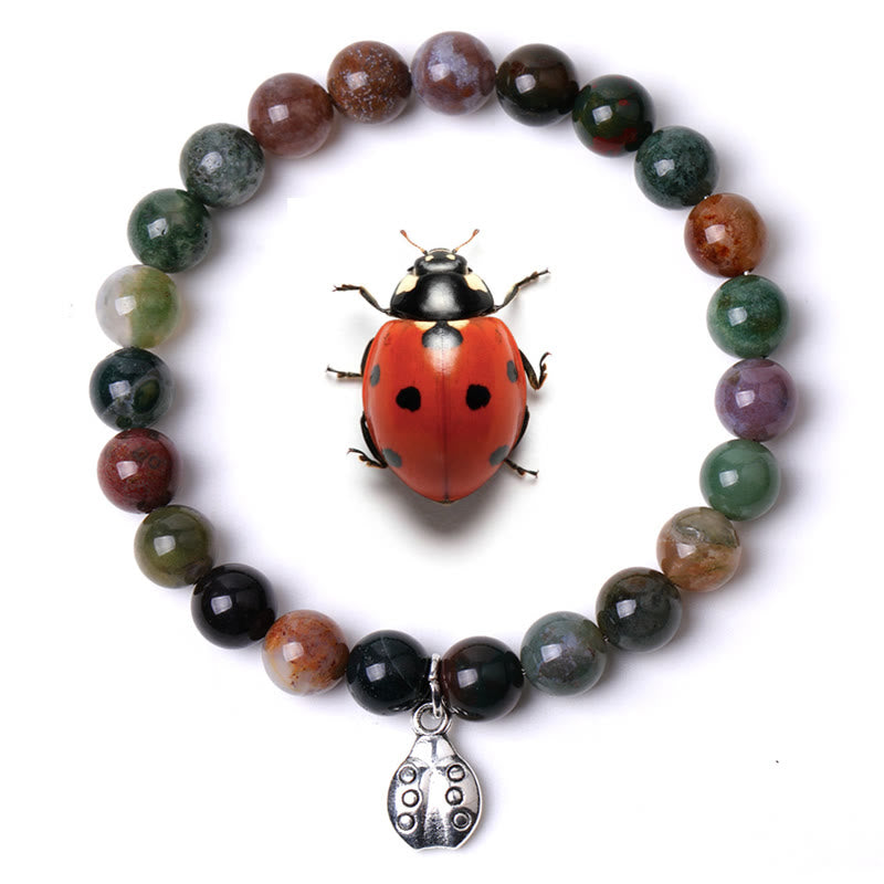 Bracelet Olivenorma Lucky 7 Coccinelle avec breloque en pierres précieuses - Agate d'Inde - image 5