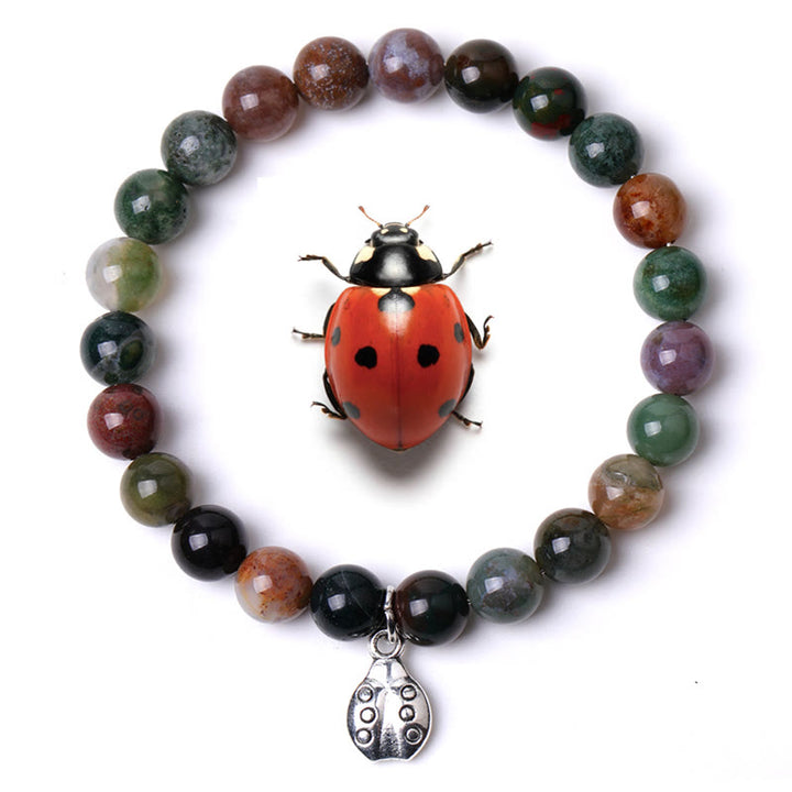 Bracelet Olivenorma Lucky 7 Coccinelle avec breloque en pierres précieuses - Agate d'Inde - image 5