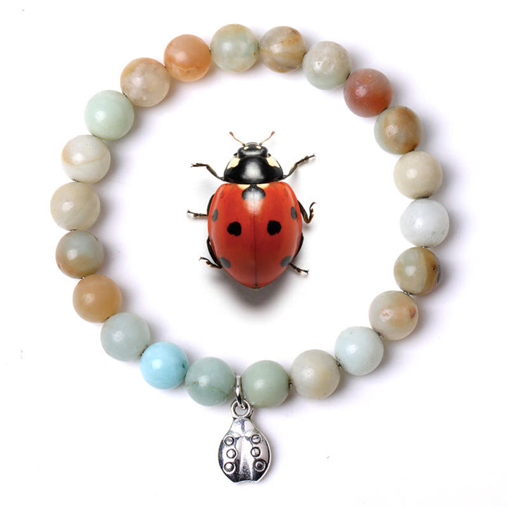 Bracelet Olivenorma Lucky 7 Coccinelle avec breloque en pierres précieuses - Amazonite - image 9
