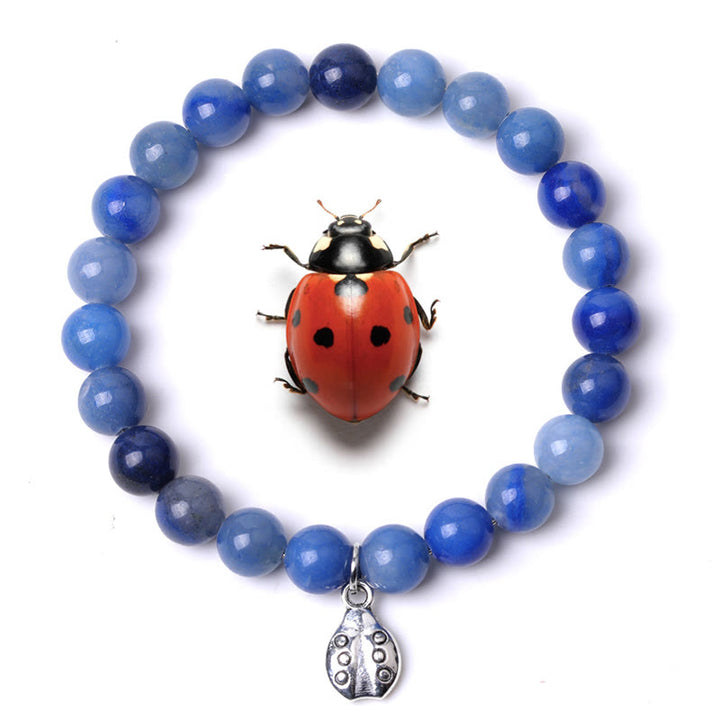Bracelet Olivenorma Lucky 7 Coccinelle avec breloque en pierres précieuses - Aventurine bleue - image 13