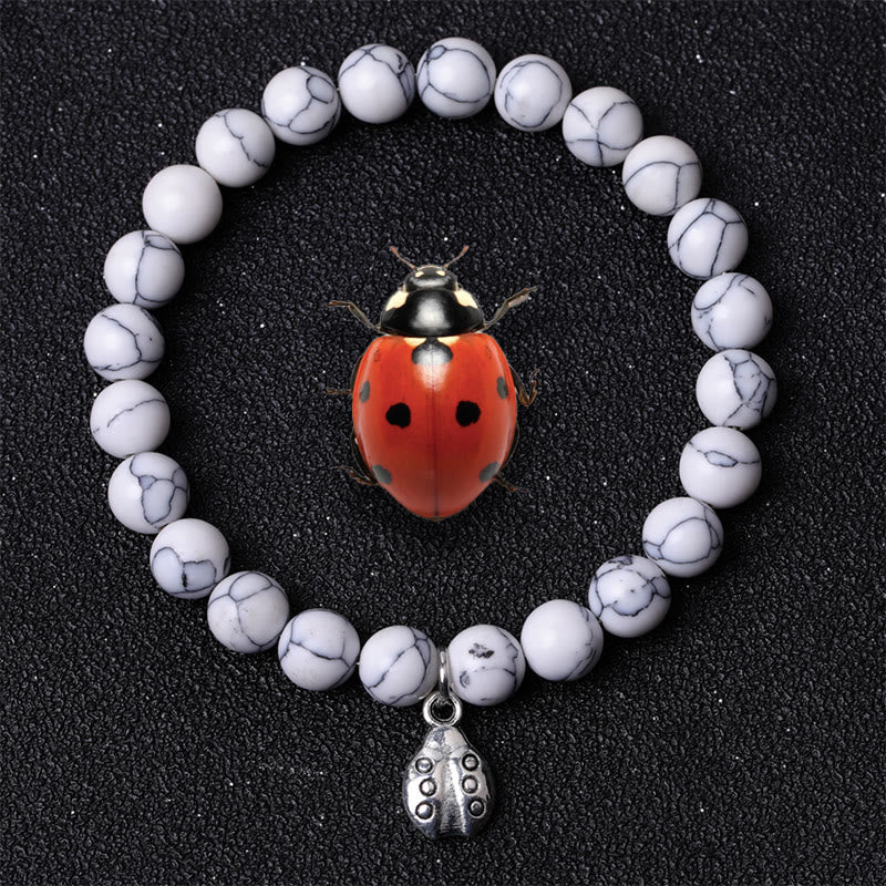 Bracelet Olivenorma Lucky 7 Coccinelle avec breloque en pierres précieuses - Howlite - image 49