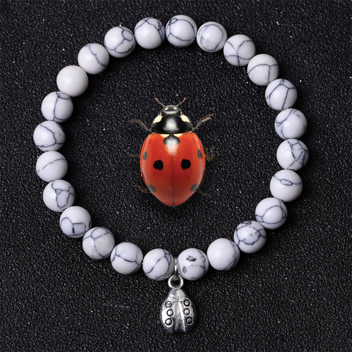 Bracelet Olivenorma Lucky 7 Coccinelle avec breloque en pierres précieuses - Howlite - image 49