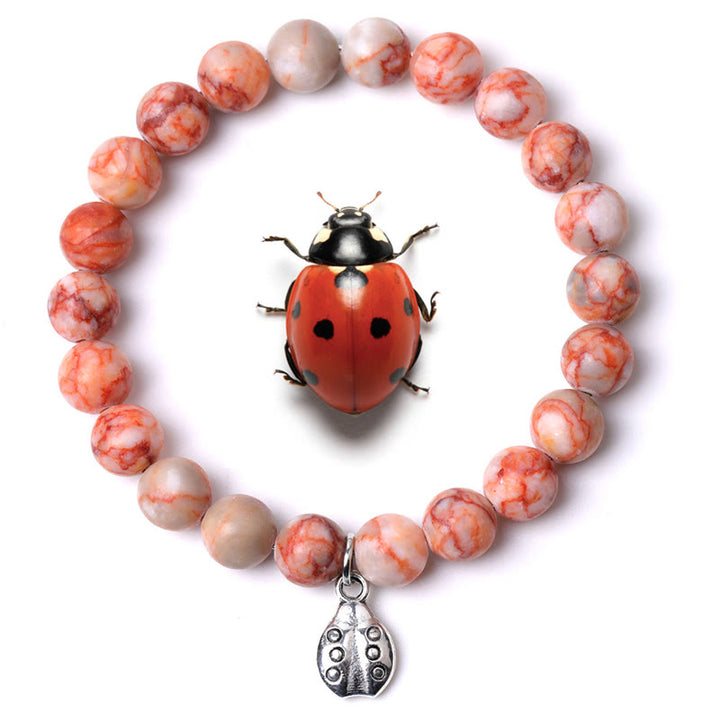 Bracelet Olivenorma Lucky 7 Coccinelle avec breloque en pierres précieuses - Agate filet rouge - image 29