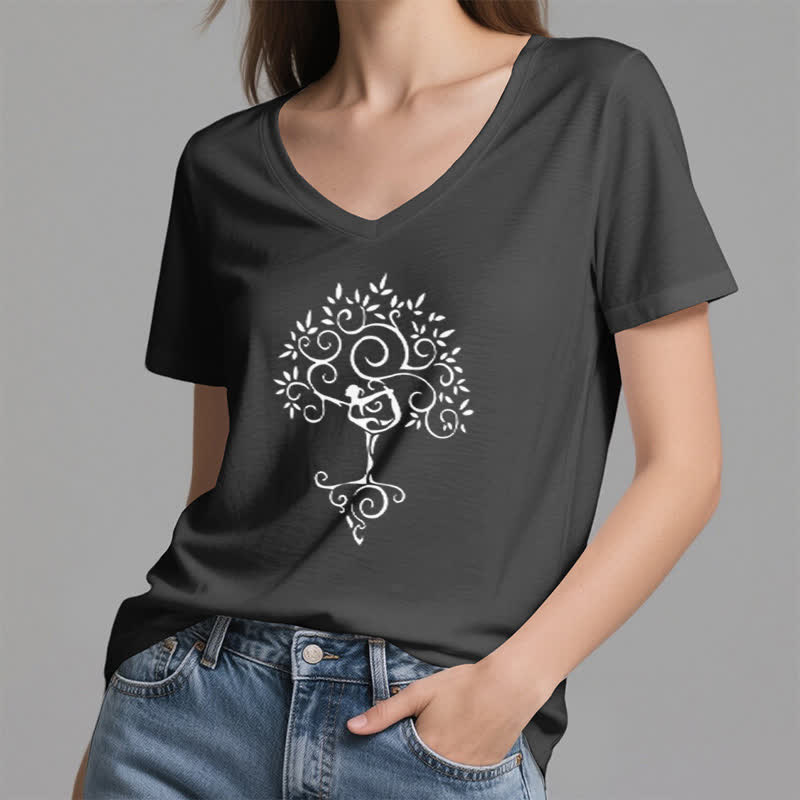 T-shirt col V Olivenorma Yoga Tree Posture - image 15