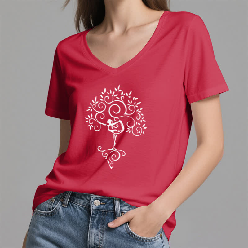 T-shirt col V Olivenorma Yoga Tree Posture - image 25