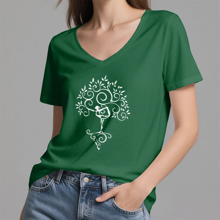 T-shirt col V Olivenorma Yoga Tree Posture - image 23