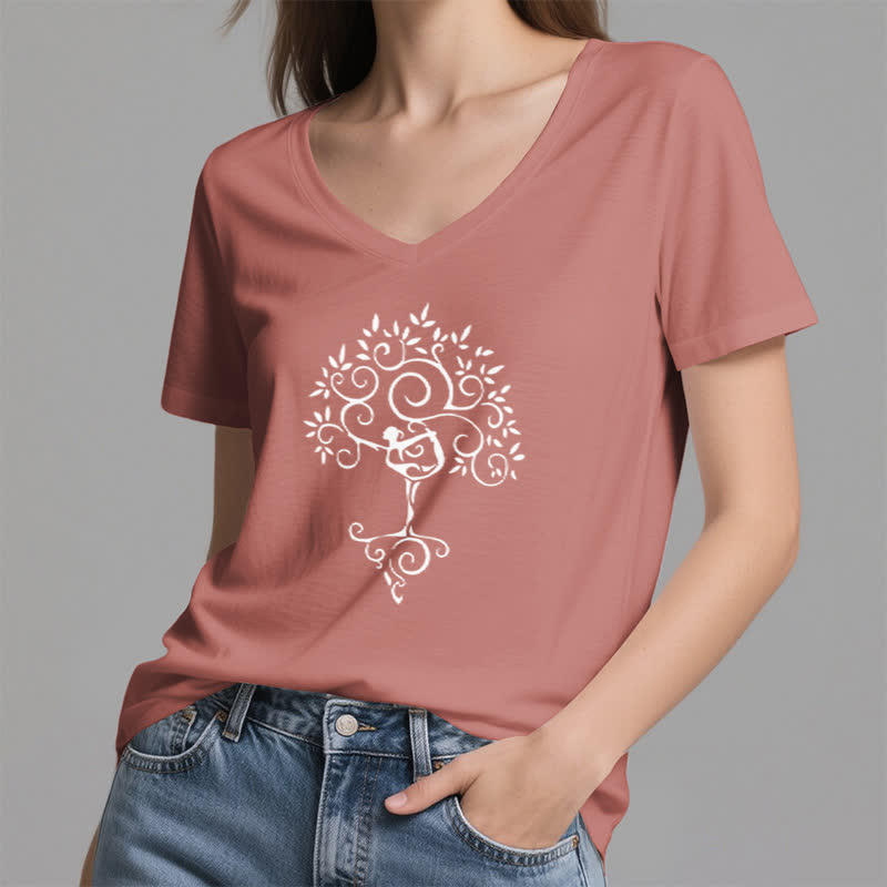 T-shirt col V Olivenorma Yoga Tree Posture - image 21