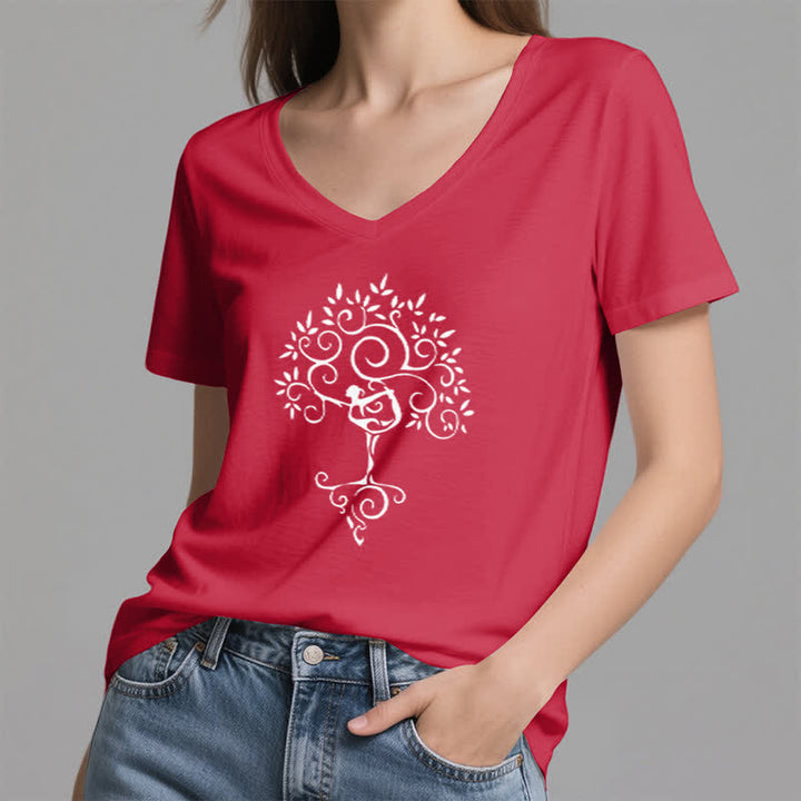 T-shirt col V Olivenorma Yoga Tree Posture - image 25