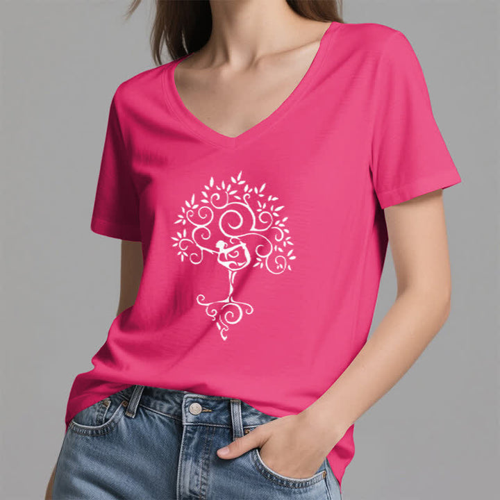 T-shirt col V Olivenorma Yoga Tree Posture - image 24