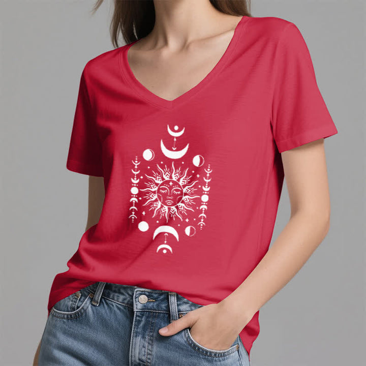 T-shirt de yoga esthétique Olivenorma à col en V, motif soleil et lune - image 14
