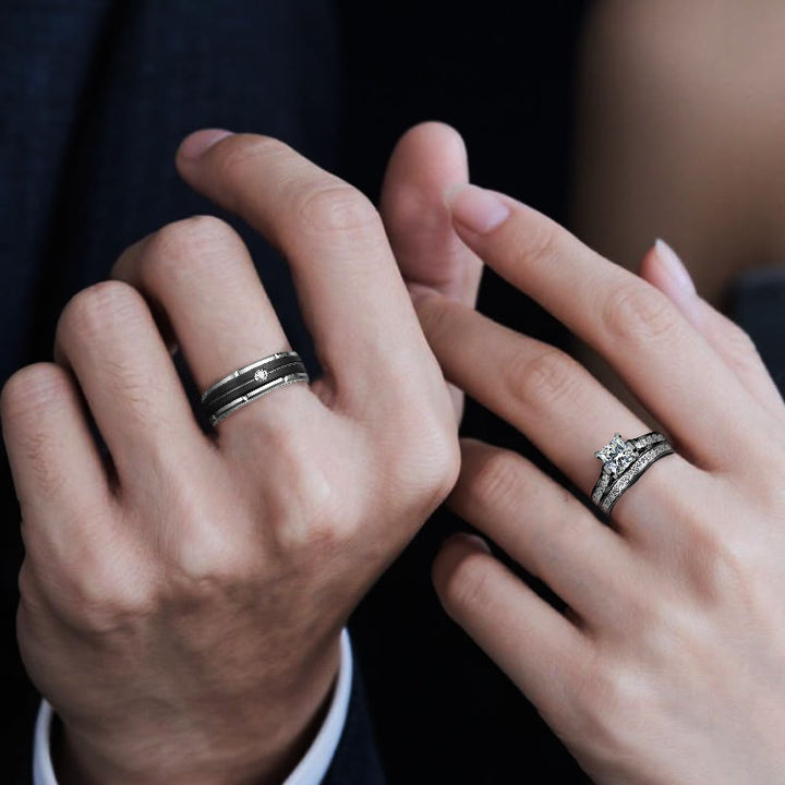 Bague de couple Olivenorma Orion Void en moissanite noire - image 1