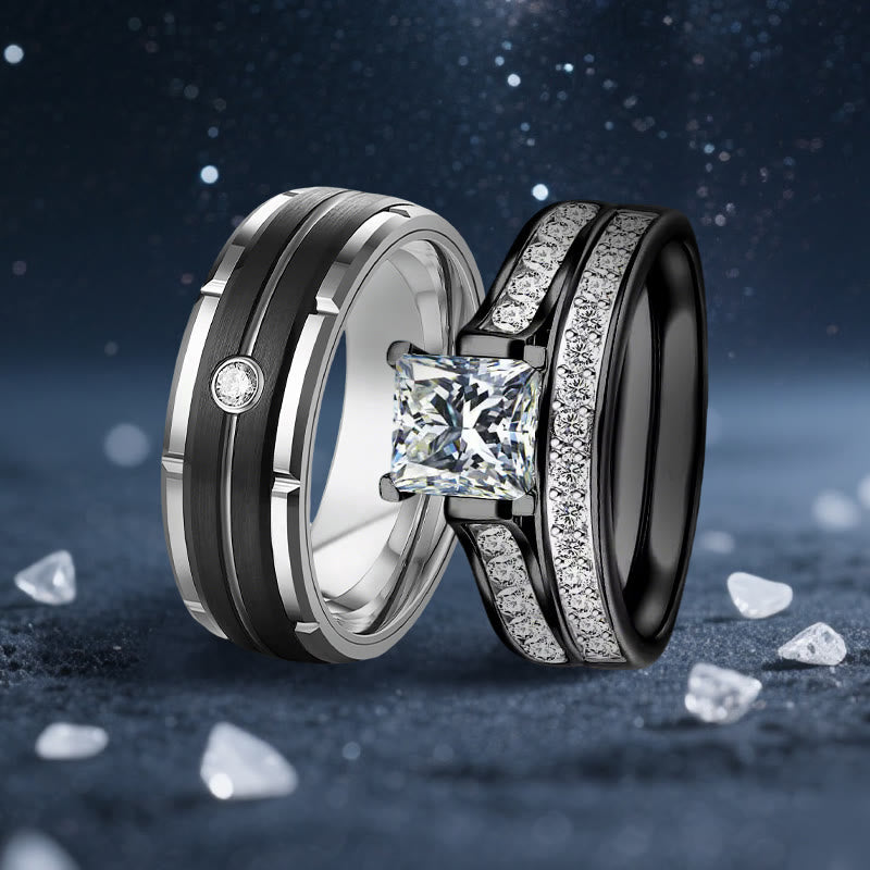 Bague de couple Olivenorma Orion Void en moissanite noire - image 0