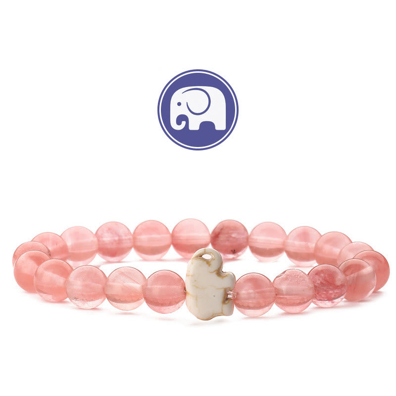 Bracelet Olivenorma Elephant Sagesse en pierres précieuses - Quartz rose - image 6