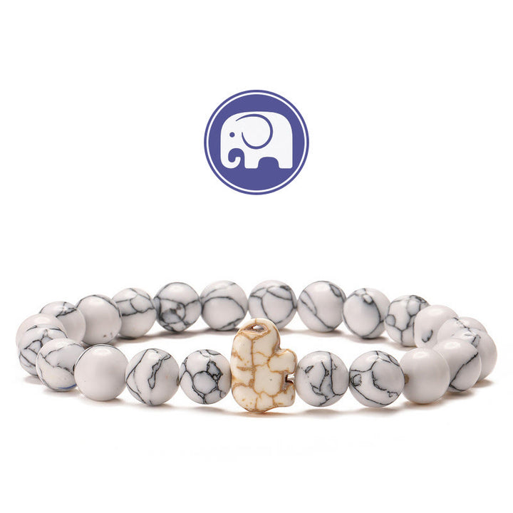 Bracelet Olivenorma Elephant Sagesse en pierres précieuses - Howlite - image 17
