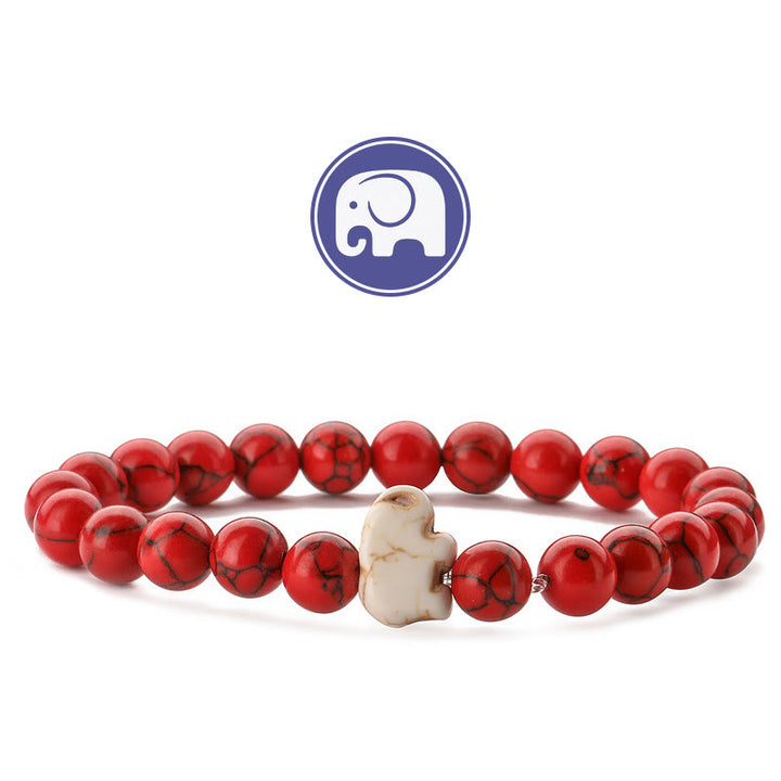 Bracelet Olivenorma Elephant Sagesse en pierres précieuses - Turquoise rouge - image 20