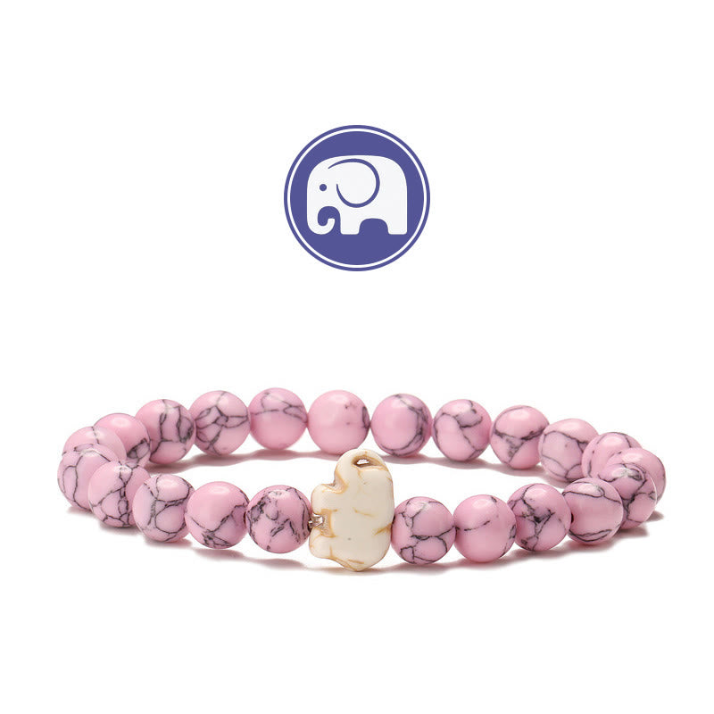 Bracelet Olivenorma Elephant Sagesse en pierres précieuses - Turquoise rose - image 18