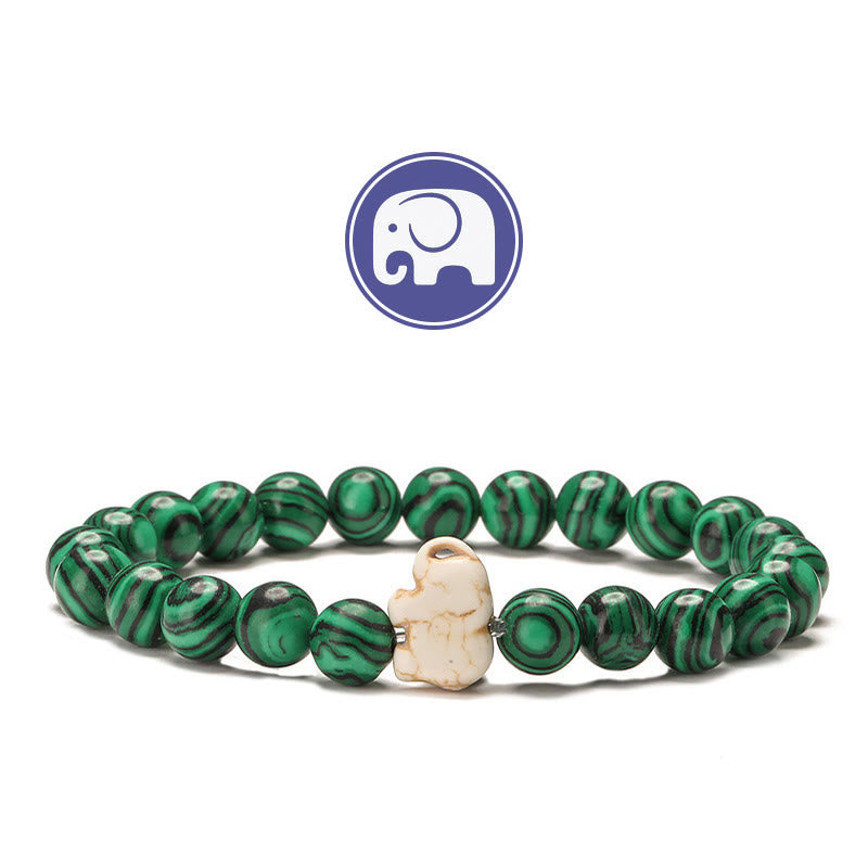 Bracelet Olivenorma Elephant Sagesse en pierres précieuses - Malachite - image 8