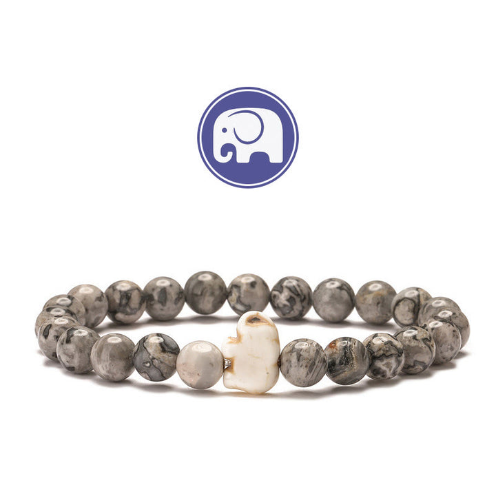 Bracelet Olivenorma Elephant Sagesse en pierres précieuses - Jaspe gris - image 14