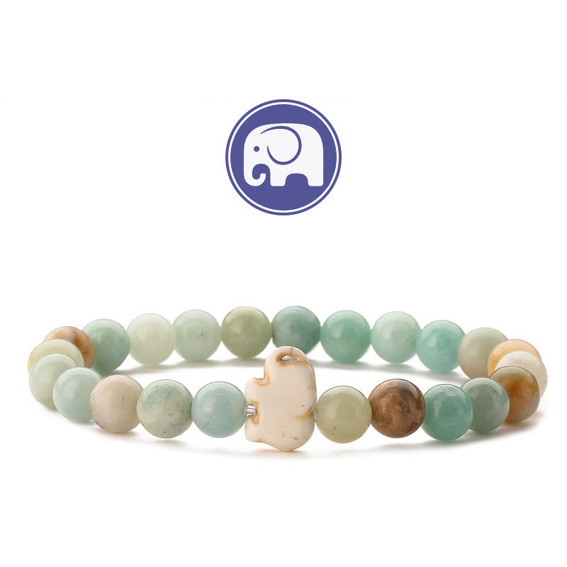 Bracelet Olivenorma Elephant Sagesse en pierres précieuses - Amazonite - image 9