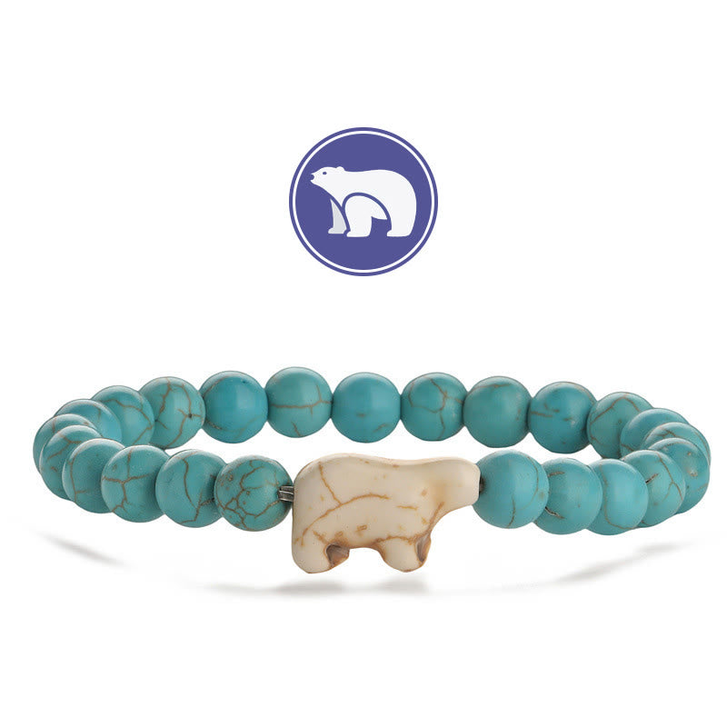 Bracelet en pierres précieuses Olivenorma avec ours polaire - Turquoise - image 1