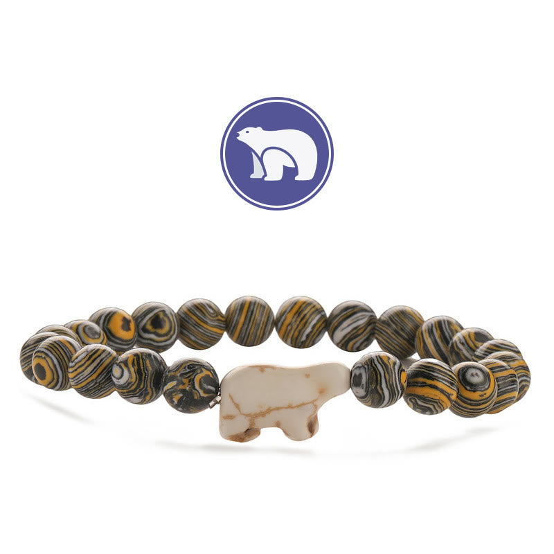 Bracelet en pierres précieuses Olivenorma avec ours polaire - Malachite jaune - image 7