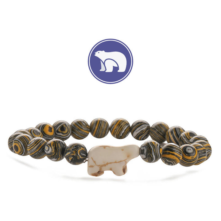 Bracelet en pierres précieuses Olivenorma avec ours polaire - Malachite jaune - image 7