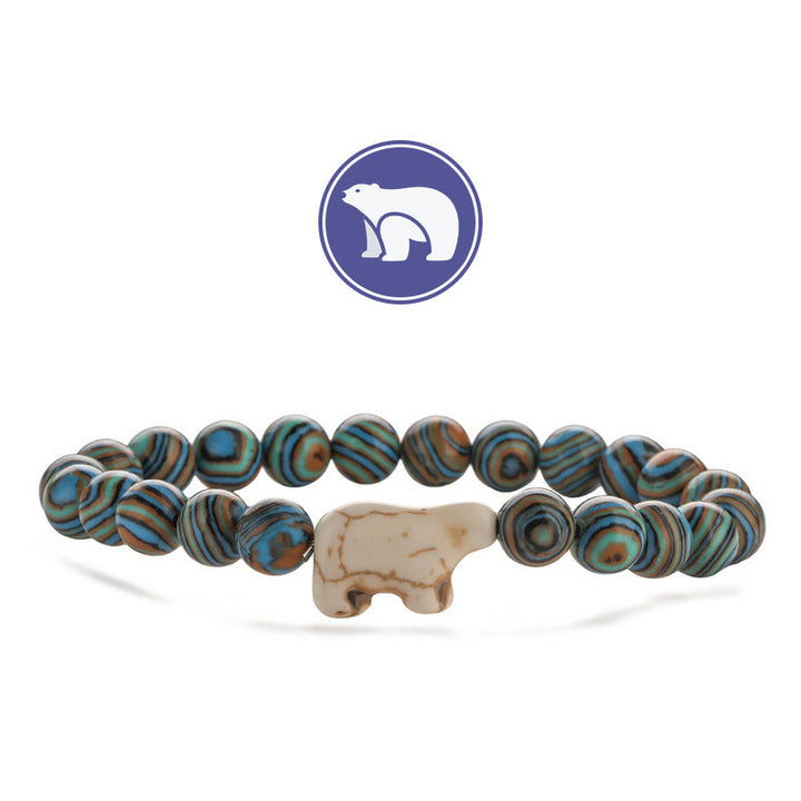 Bracelet en pierres précieuses Olivenorma avec ours polaire - Malachite bleue - image 6