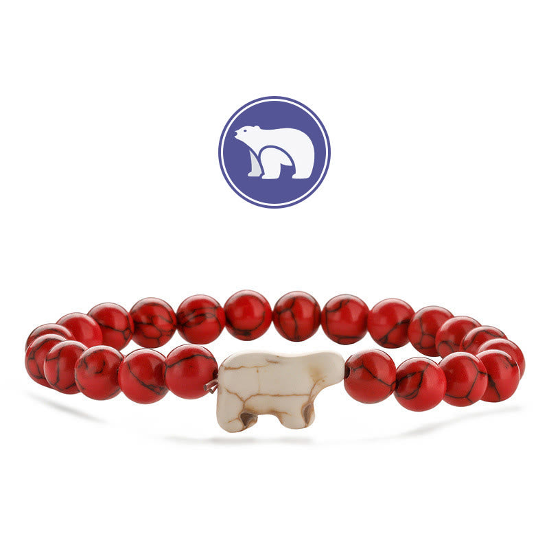Bracelet en pierres précieuses Olivenorma avec ours polaire - Turquoise rouge - image 5