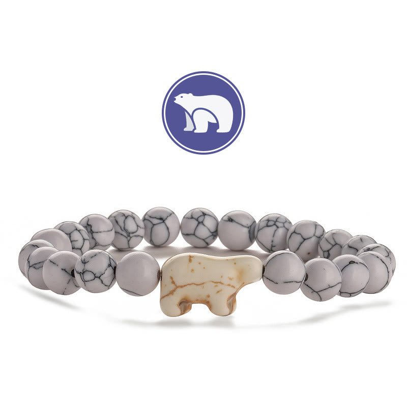 Bracelet en pierres précieuses Olivenorma avec ours polaire - Turquoise blanche - image 3