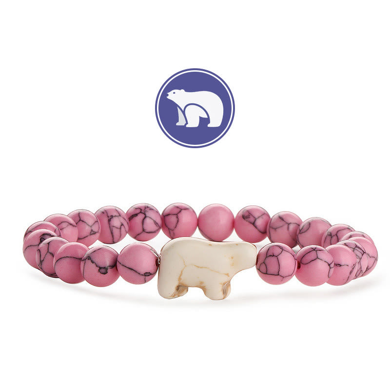 Bracelet en pierres précieuses Olivenorma avec ours polaire - Turquoise rose - image 4