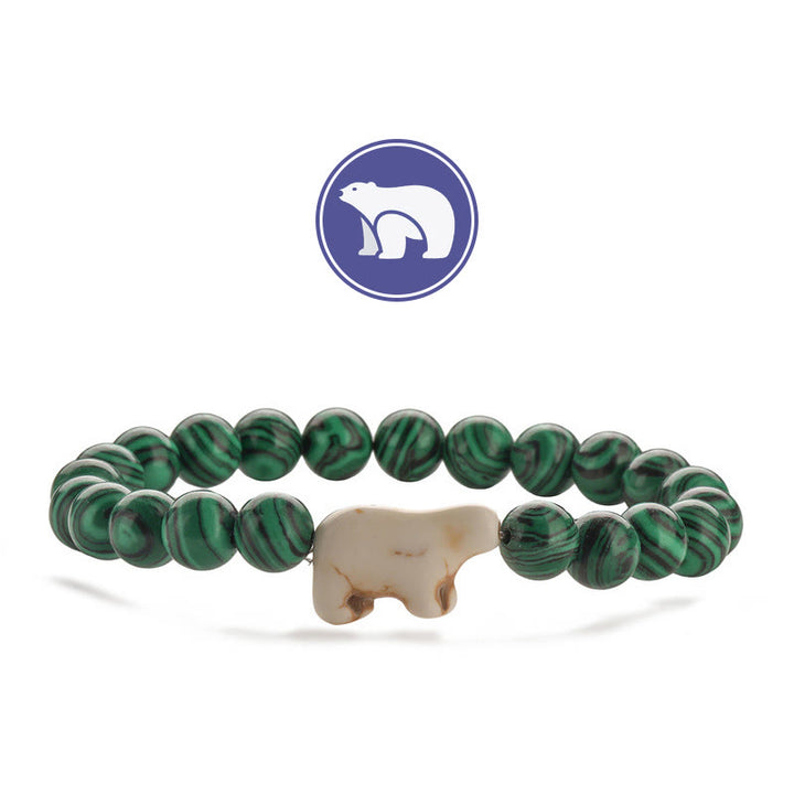 Bracelet en pierres précieuses Olivenorma avec ours polaire - Malachite - image 2