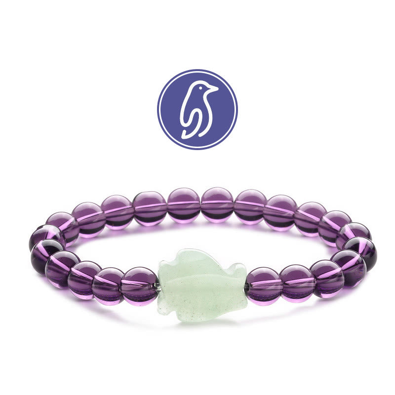 Bracelet de pierres précieuses Olivenorma Penguin Guideline - Verre violet et aventurine verte - image 22