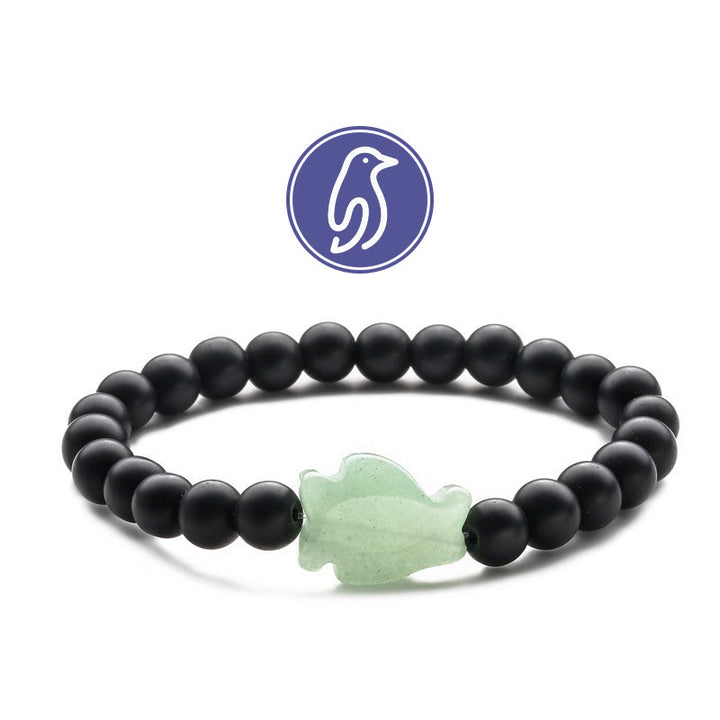 Bracelet de pierres précieuses Olivenorma Penguin Guideline - Onyx noir et aventurine verte - image 15