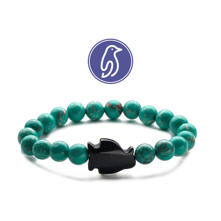 Bracelet de pierres précieuses Olivenorma Penguin Guideline - Pierre Empereur Verte et Grès Bleu - image 3
