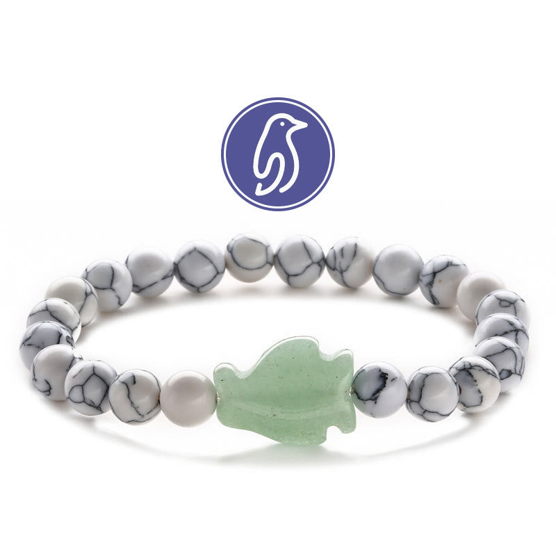 Bracelet de pierres précieuses Olivenorma Penguin Guideline - Howlite et aventurine verte - image 19