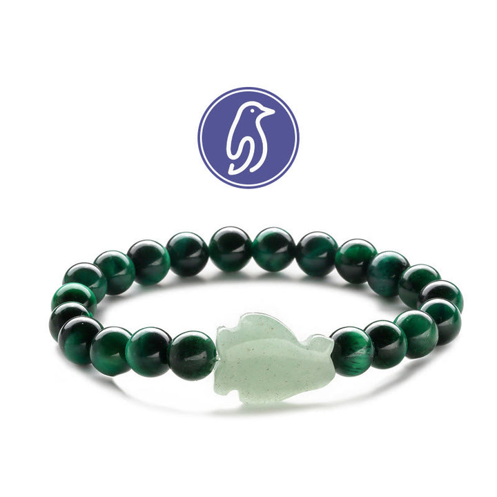 Bracelet de pierres précieuses Olivenorma Penguin Guideline - Œil de tigre vert et aventurine verte - image 18
