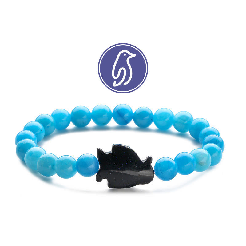 Bracelet de pierres précieuses Olivenorma Penguin Guideline - Calcédoine LakeBlue et grès bleu - image 11