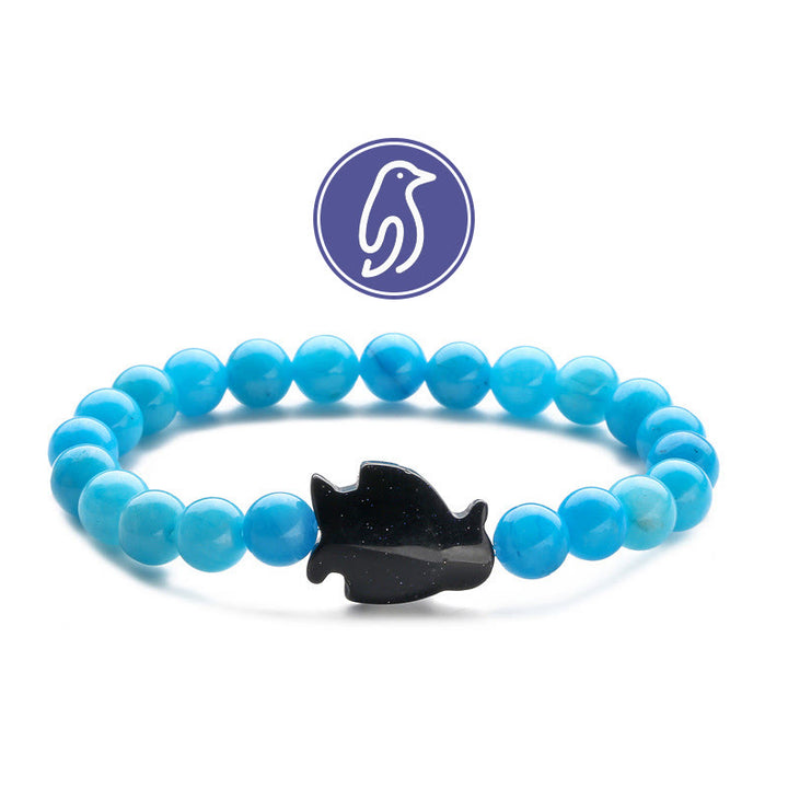 Bracelet de pierres précieuses Olivenorma Penguin Guideline - Calcédoine LakeBlue et grès bleu - image 11