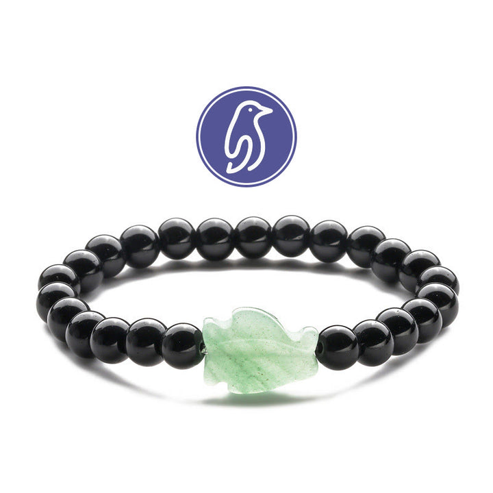 Bracelet de pierres précieuses Olivenorma Penguin Guideline - Obsidienne et aventurine verte - image 21
