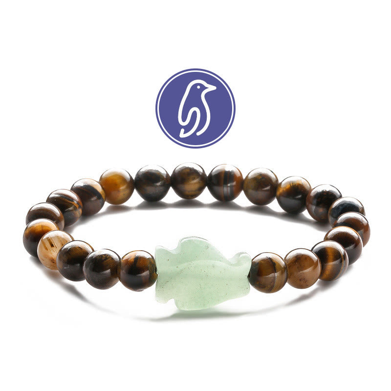 Bracelet de pierres précieuses Olivenorma Penguin Guideline - Œil de tigre et aventurine verte - image 20
