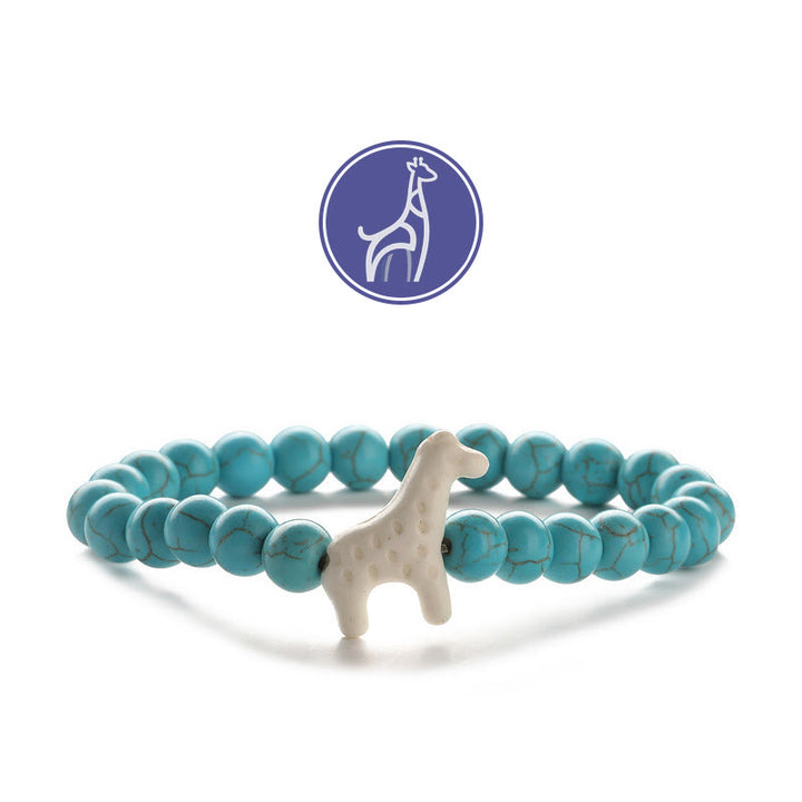 Bracelet de pierres précieuses de croissance de girafe Olivenorma - Girafe blanche - Turquoise - image 1