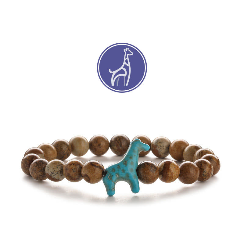 Bracelet de pierres précieuses de croissance de girafe Olivenorma - Girafe bleue - Photo Jasper - image 14