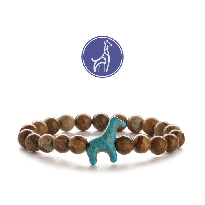 Bracelet de pierres précieuses de croissance de girafe Olivenorma - Girafe bleue - Photo Jasper - image 14
