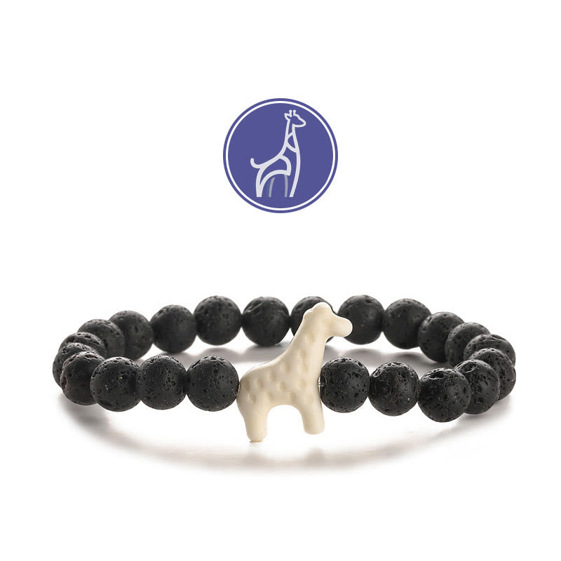 Bracelet de pierres précieuses de croissance de girafe Olivenorma - Girafe blanche - Pierre de lave - image 3
