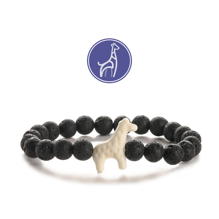 Bracelet de pierres précieuses de croissance de girafe Olivenorma - Girafe blanche - Pierre de lave - image 3